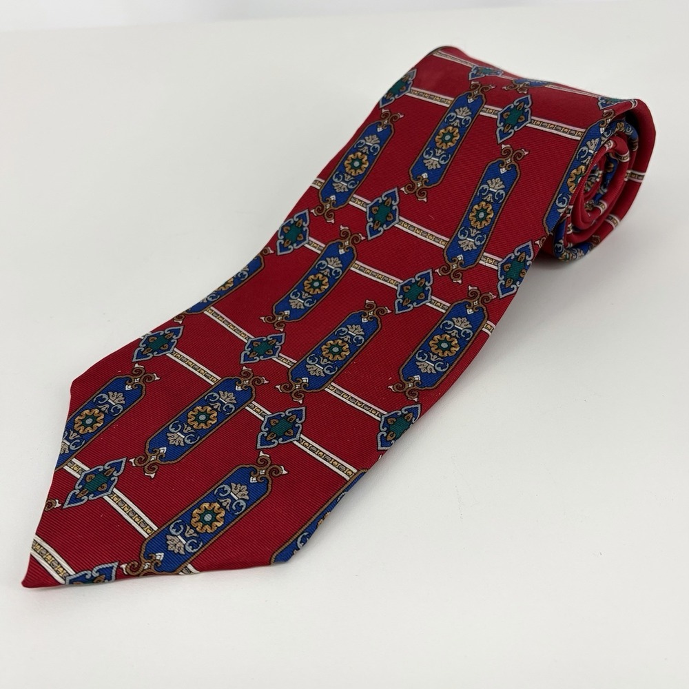 Boston Harbor Mens‎ Tie All Silk Made in USA Repp Necktie Ornate Persian Foulard